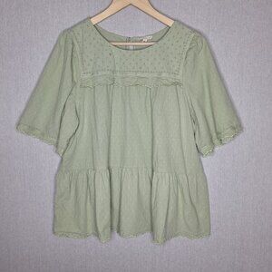 💙 Ott Sage Flowy Cotton Top Size XL Cottage Prairie Comfy Casual